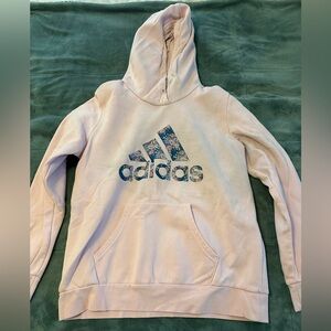 Adidas Light Pink with Floral Logo Hoodie